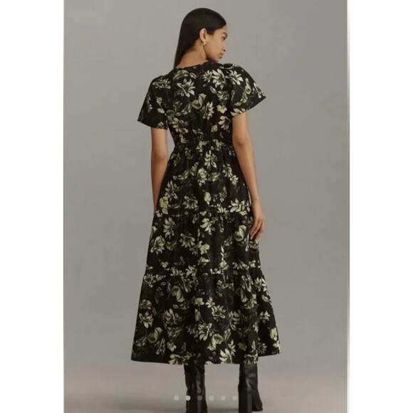 Anthropologie The Somerset Maxi Dress XS Green leaves - Picture 2 of 5